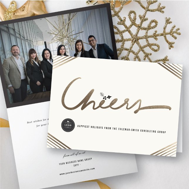 Cartes Pour Fêtes Annuelles Doré Stylish Or Bravo Calligraphie Business (Créateur téléchargé)