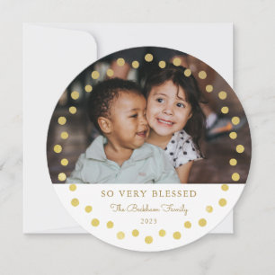 Cartes Pour Fêtes Annuelles Dots d'or Faux Foil moderne Ornement photo Blanc
