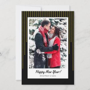 Cartes Pour Fêtes Annuelles Dots d'or sur photo Nouvel An Noir