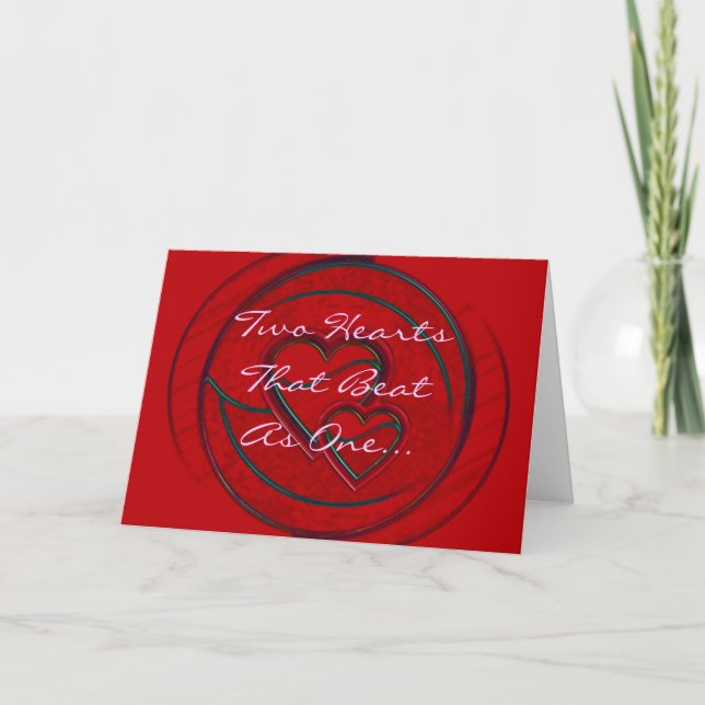 Cartes Pour Fêtes Annuelles Double Coeur Deux Coeurs Qui Battre Comme Un (Devant)