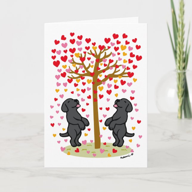 Cartes Pour Fêtes Annuelles Douche de coeur Black Labrador Anniversaire (Devant)