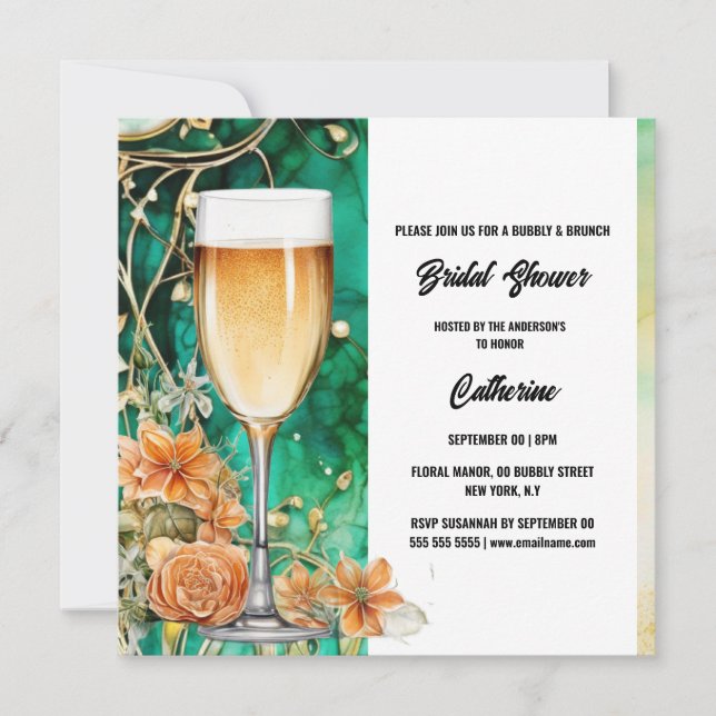 Cartes Pour Fêtes Annuelles Douche nuptiale orange rose vert tendance (Devant)
