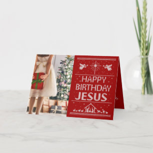 Cartes Pour Fêtes Annuelles Douleur rouge moche Noël Joyeux anniversaire Jésus