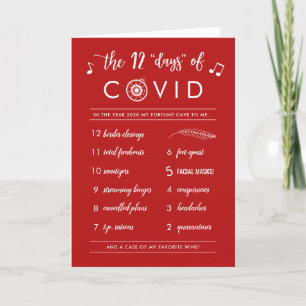 Cartes Pour Fêtes Annuelles Douze jours amusants de Covid moderne rouge