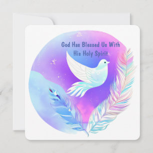 Cartes Pour Fêtes Annuelles Dove blanche avec plumes roses et bleues