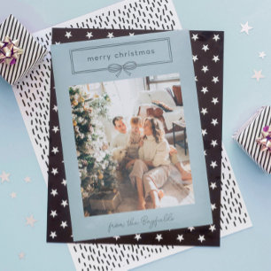 Cartes Pour Fêtes Annuelles Dove Blue Jolie Bow Photo Joyeux Noël