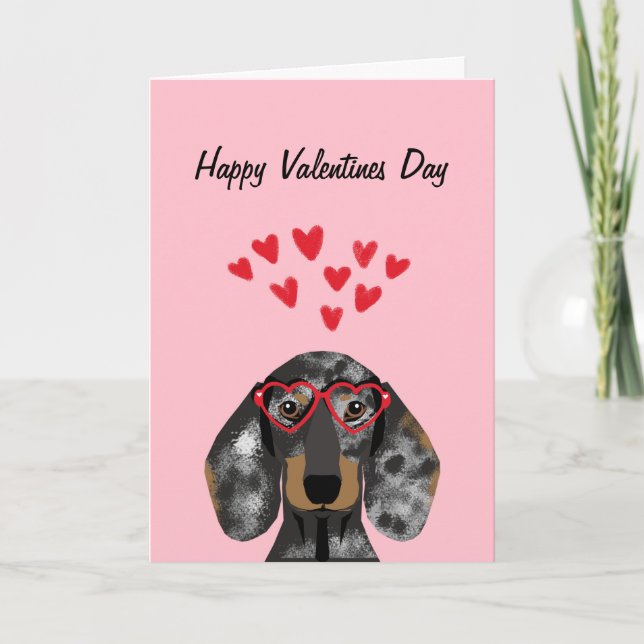 Cartes Pour Fêtes Annuelles Doxie Dachshund Valentines - Double dappy (Devant)