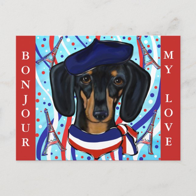 Cartes Pour Fêtes Annuelles Doxie française (Devant)