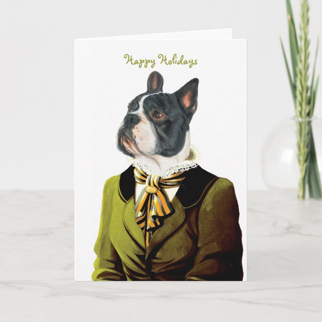 Cartes Pour Fêtes Annuelles DR201 Boston Terrier, bonnes fêtes (Devant)