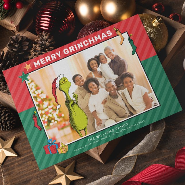 Cartes Pour Fêtes Annuelles Dr Seuss | Photo de la famille Grinch (Créateur téléchargé)