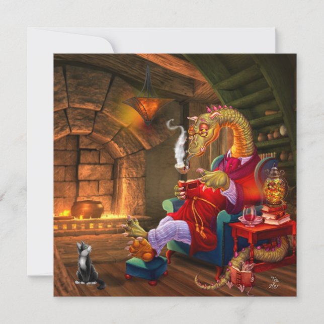 Cartes Pour Fêtes Annuelles Dragon Chaud Par Le Feu (Devant)