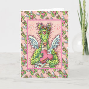 CARTES POUR FÊTES ANNUELLES DRAGON CUPIDE, COEUR ET FLÈCHE IMAGINAIRE VALENTIN