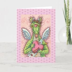 CARTES POUR FÊTES ANNUELLES DRAGON CUPIDE, COEUR ET FLÈCHE IMAGINAIRE VALENTIN