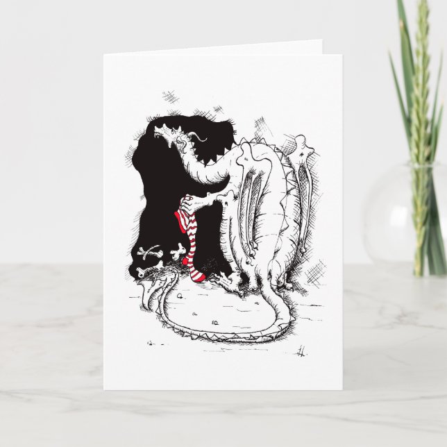 Cartes Pour Fêtes Annuelles Dragon de Noël (Devant)