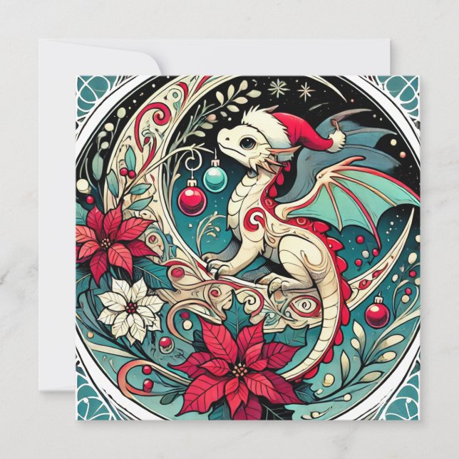 Cartes Pour Fêtes Annuelles Dragon de Noël (Devant)