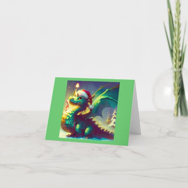 Cartes Pour Fêtes Annuelles Dragon de Noël 3 (Devant)