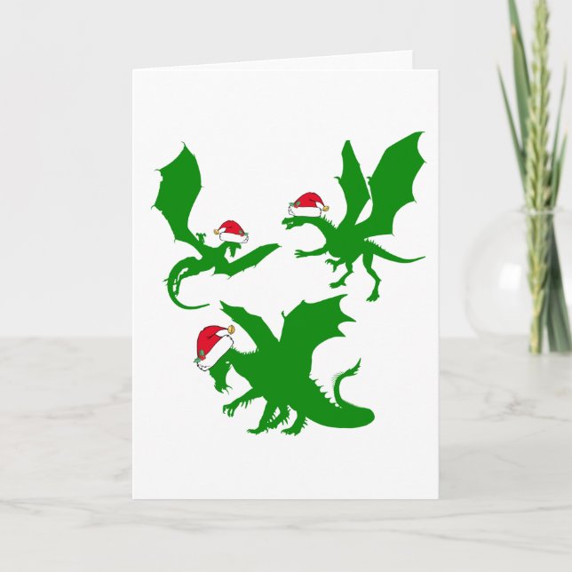 Cartes Pour Fêtes Annuelles Dragon de Noël Père Noël Imaginaire mignon (Devant)