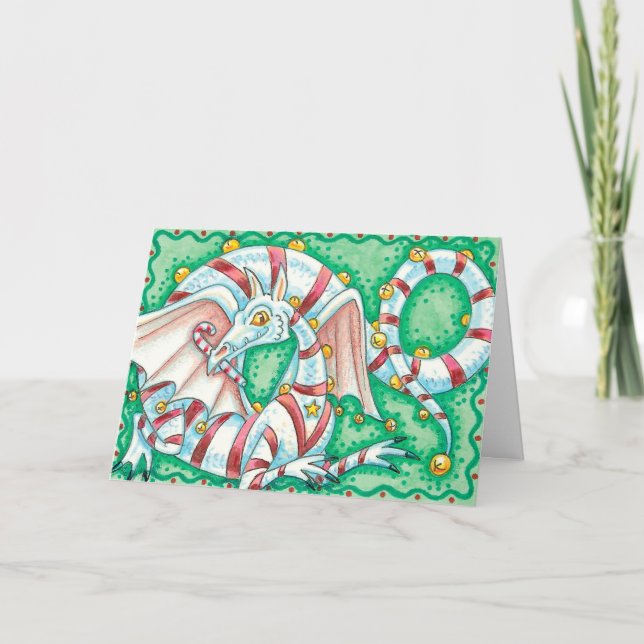 Cartes Pour Fêtes Annuelles Dragon de Noël rétro (Devant)