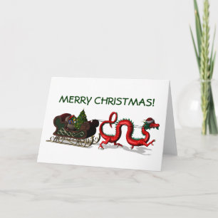 Cartes Pour Fêtes Annuelles Dragon de Noël rouge