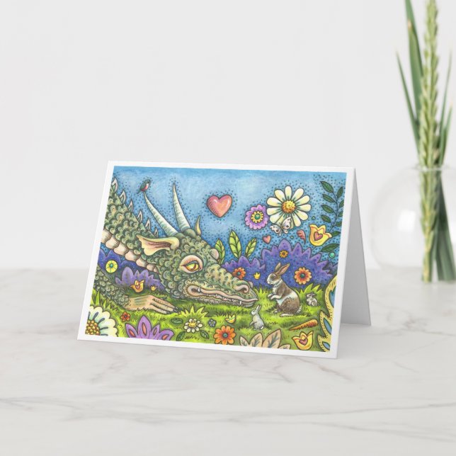 Cartes Pour Fêtes Annuelles DRAGON DE PÂQUES, IMAGINAIRE DE PISTE BUNNY Blank (Devant)