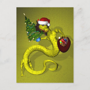 Cartes Pour Fêtes Annuelles Dragon de Père Noël jaune