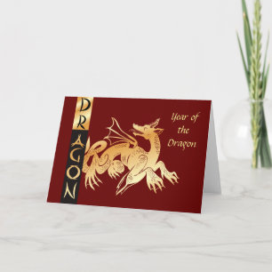 Cartes Pour Fêtes Annuelles Dragon d'or et bannière