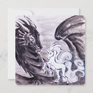 Cartes Pour Fêtes Annuelles Dragon et Unicorne // Courtoisie
