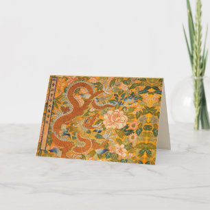 Cartes Pour Fêtes Annuelles DRAGON PARMI LES PÉONIES, FLEURS .Floral FEUILLE V