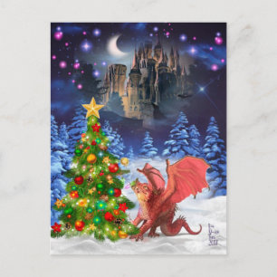 Cartes Pour Fêtes Annuelles Dragon Pulling on Christmas Tree