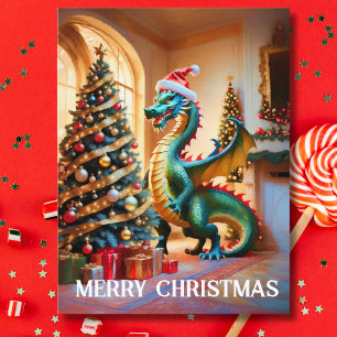 Cartes Pour Fêtes Annuelles Dragon Vert la veille de Noël