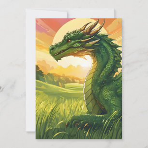 CARTES POUR FÊTES ANNUELLES DRAGON VERT MYTHIQUE