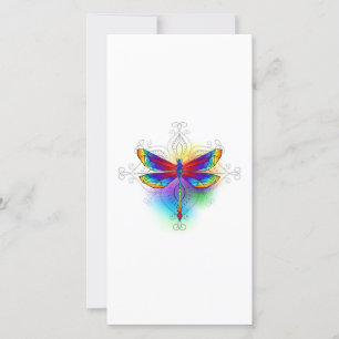 Cartes Pour Fêtes Annuelles Dragonfly en arc-en-ciel