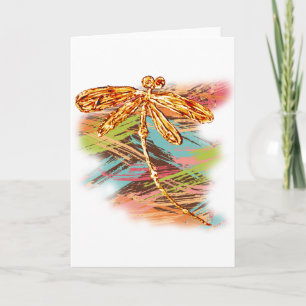 Cartes Pour Fêtes Annuelles Dragonfly Orange Splash