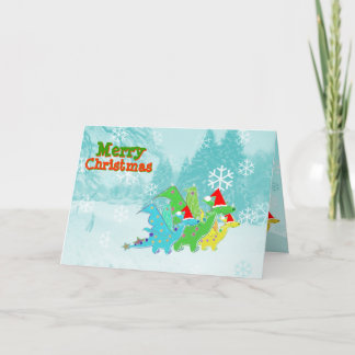 Cartes Pour Fêtes Annuelles Dragons de bande dessinée de Joyeux Noël