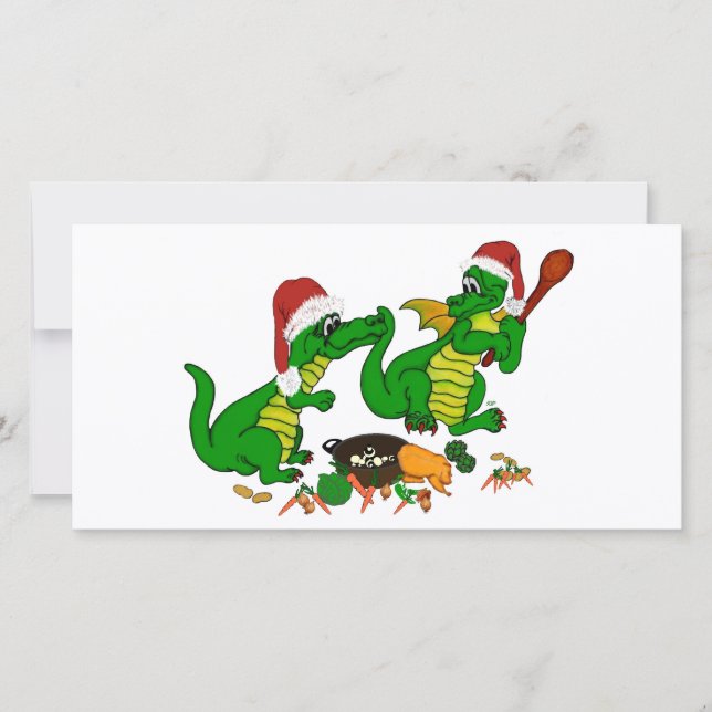 Cartes Pour Fêtes Annuelles Dragons - Joyeux Noël ! - aujourd'hui je vais cuis (Devant)