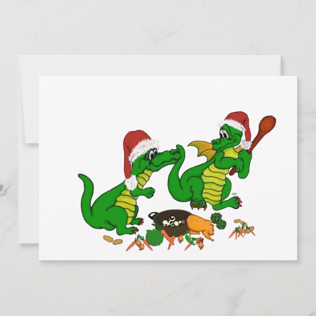 Cartes Pour Fêtes Annuelles Dragons - Joyeux Noël ! - aujourd'hui je vais cuis (Devant)