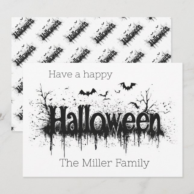 Cartes Pour Fêtes Annuelles Drainage - Un Halloween Howl (Devant / Derrière)