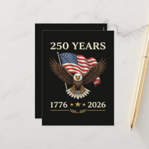 Cartes Pour Fêtes Annuelles Drapeau américain aigle 250 ans 1776 2026