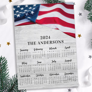 Cartes Pour Fêtes Annuelles Drapeau américain Bois patriotique 12 mois Calendr