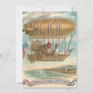 Cartes Pour Fêtes Annuelles Drapeau américain de ballon à air chaud de Thanksg