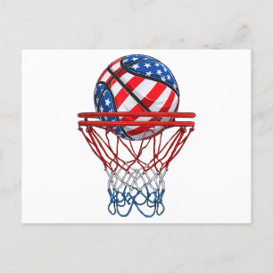 Cartes Pour Fêtes Annuelles Drapeau américain de basket-ball 4 juillet américa