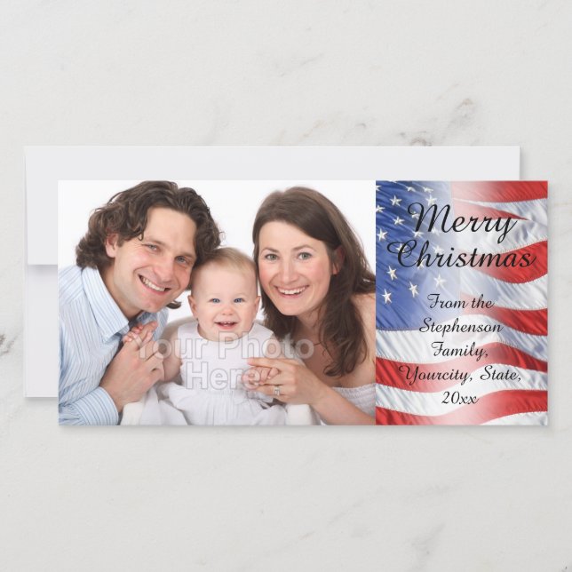 Cartes Pour Fêtes Annuelles Drapeau américain de Noël militaire patriotique (Devant)