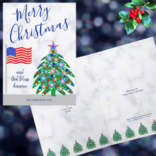 Cartes Pour Fêtes Annuelles Drapeau américain de Noël patriotique