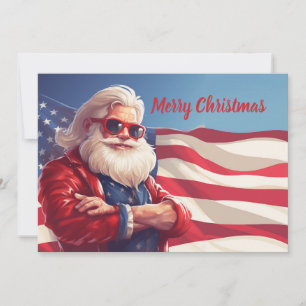 Cartes Pour Fêtes Annuelles Drapeau américain du Père Noël
