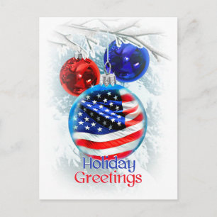 Cartes Pour Fêtes Annuelles Drapeau américain en ornement patriotique de Noël