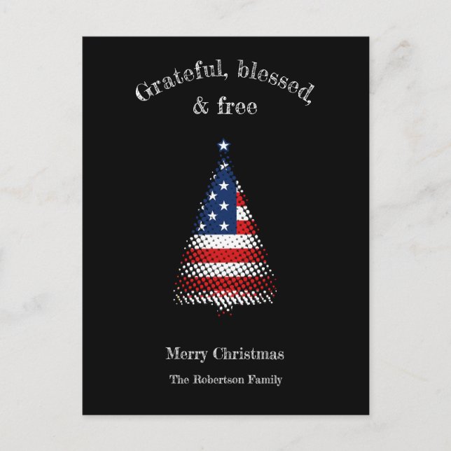 Cartes Pour Fêtes Annuelles Drapeau américain gracieux, béni Noël gratuit (Devant)