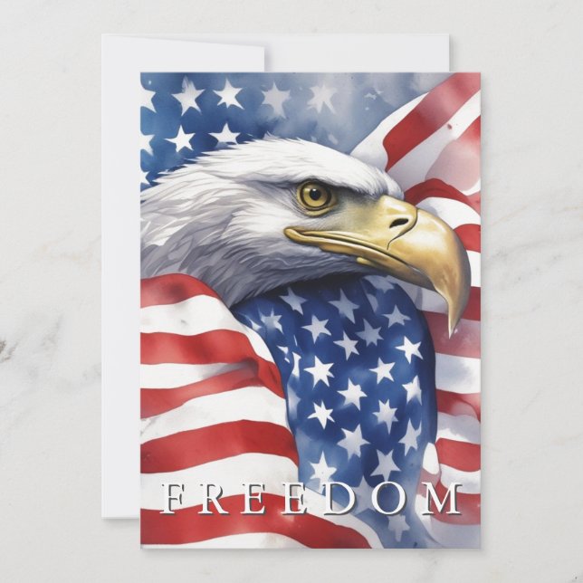 Cartes Pour Fêtes Annuelles Drapeau américain Liberté Aigle Motivationnel Insp (Devant)