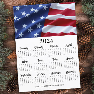 Cartes Pour Fêtes Annuelles Drapeau américain patriotique 12 mois Calendrier