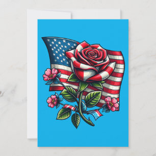 Cartes Pour Fêtes Annuelles Drapeau américain rose Patriotique Art
