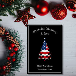 Cartes Pour Fêtes Annuelles Drapeau Américain sapin de Noël gracieux béni